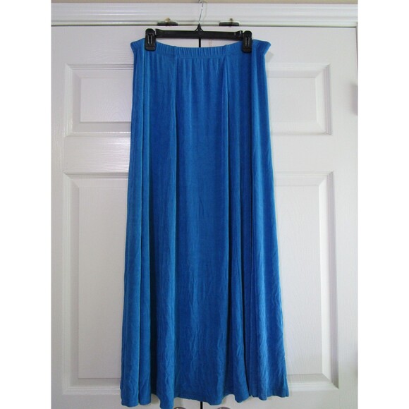 Blue Maxi Skirt Womens 3XL Plus Size Stretch Pull On Flowy Made USA 1693 - Picture 1 of 9